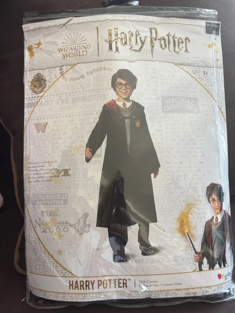 Harry Potter Gryffindor Robe, Scarf & Light Up Wand Halloween Costume 7/8 Boys